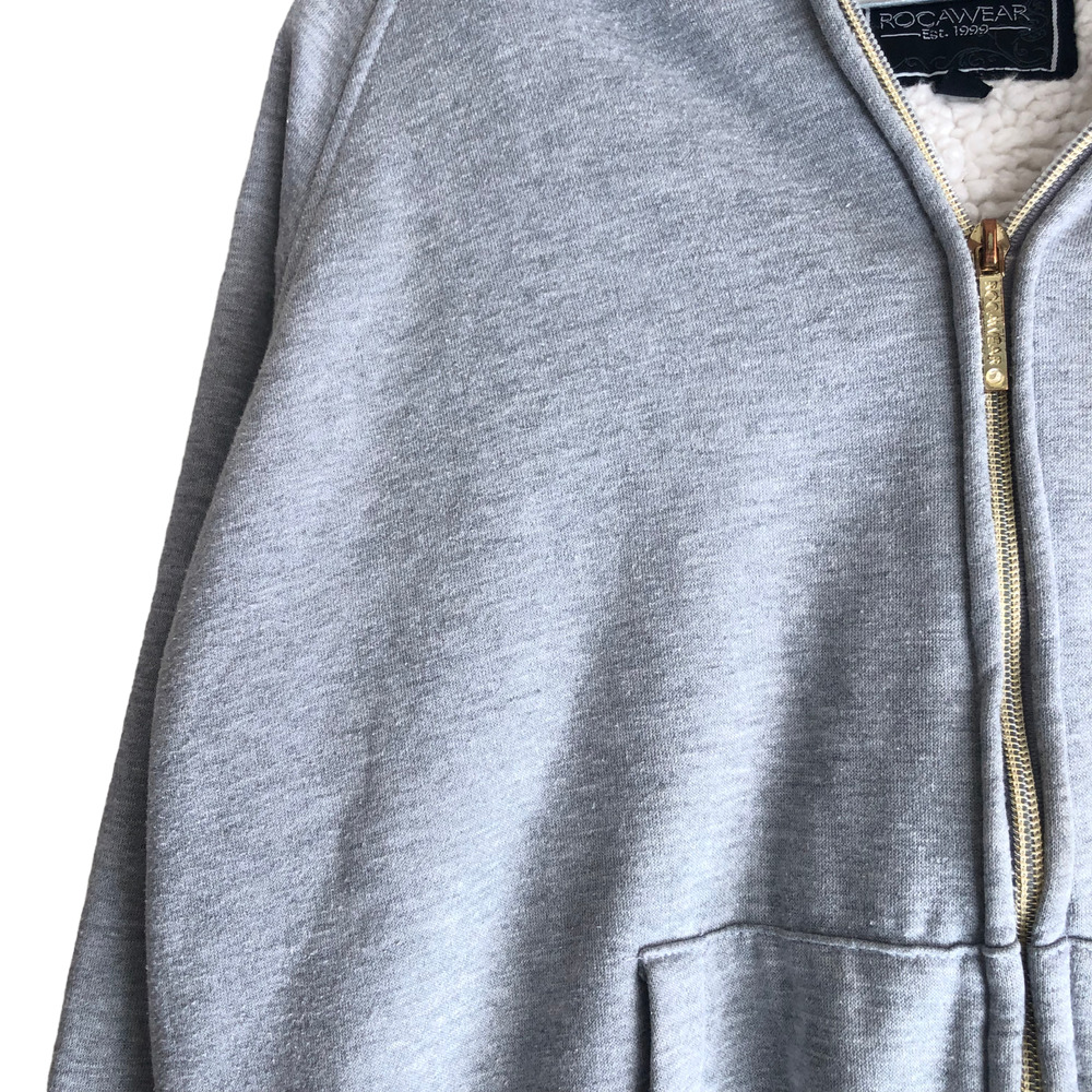 Rocawear Women's Sherpa Hoodie Jacket XL Faux Fur Lined Cotton Fleece Full Zip - Picture 11 of 13